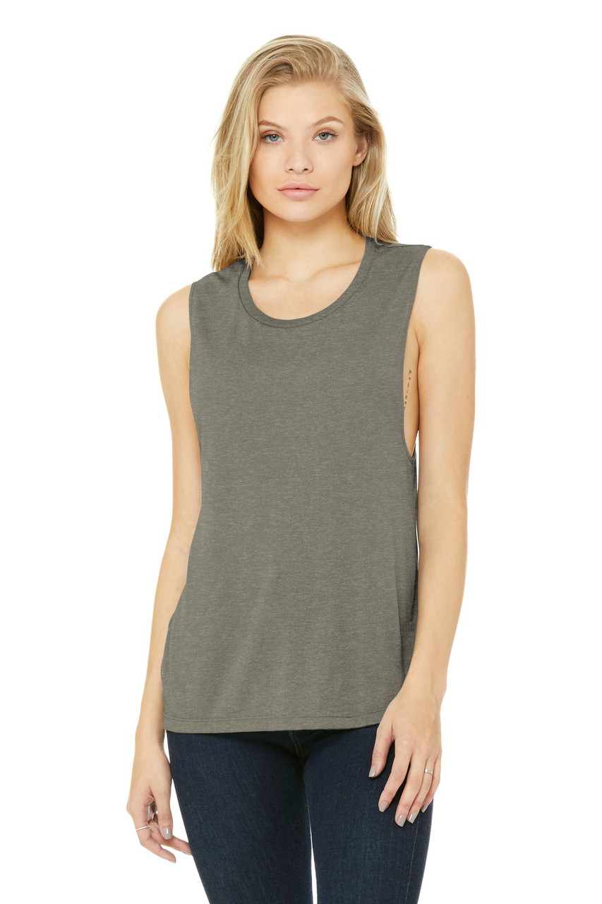 BELLA+CANVAS ® Women's Flowy Scoop Muscle Tank. BC8803 Heather Stone