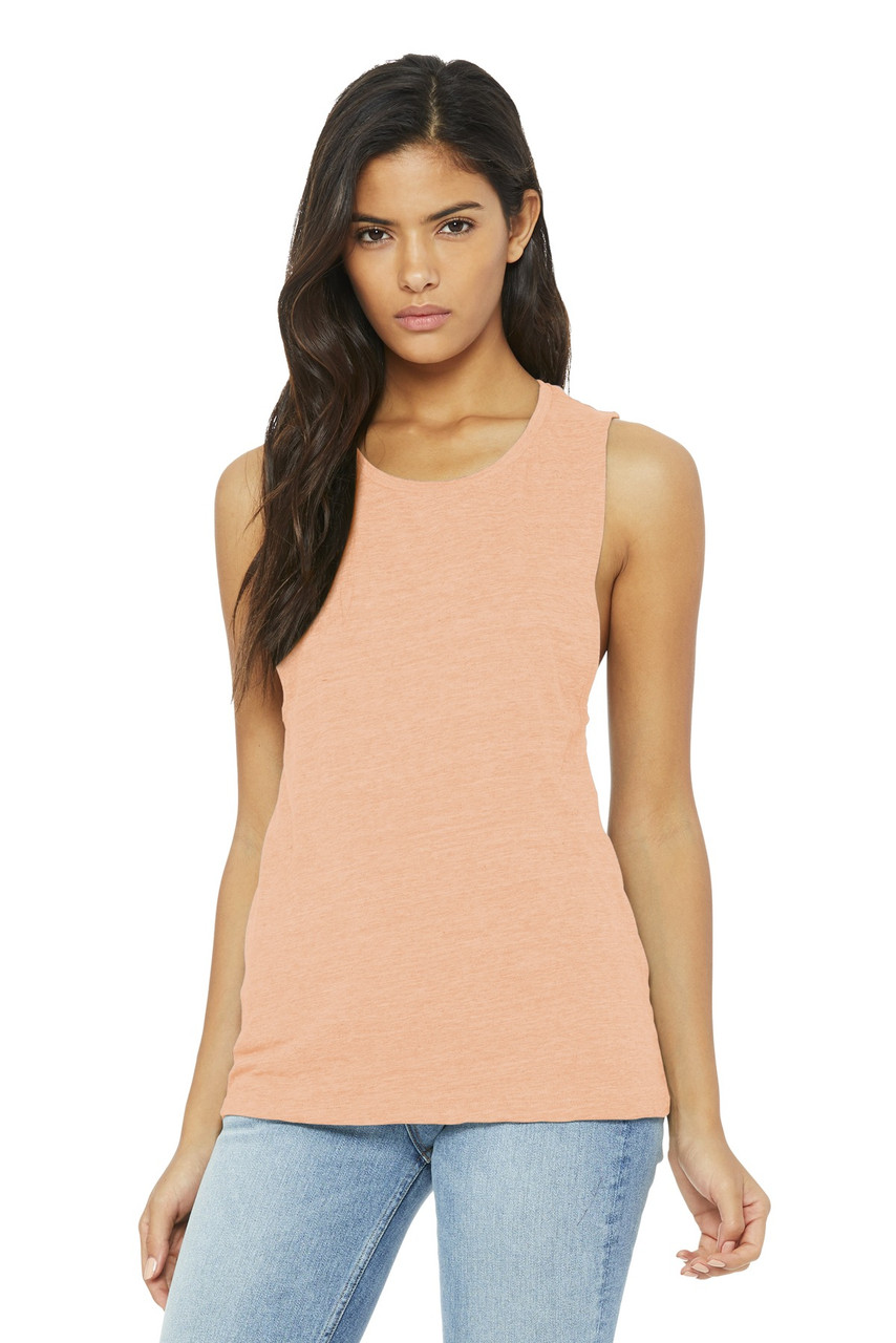 BELLA+CANVAS ® Women's Flowy Scoop Muscle Tank. BC8803 Peach Slub