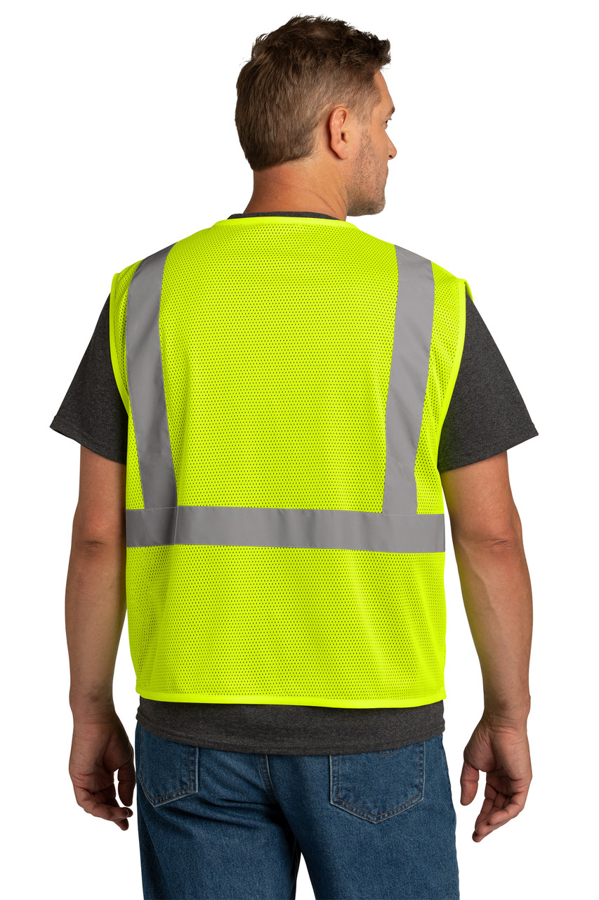 CornerStone ® ANSI 107 Class 2 Economy Mesh Zippered Vest. CSV101 Safety Yellow  Back