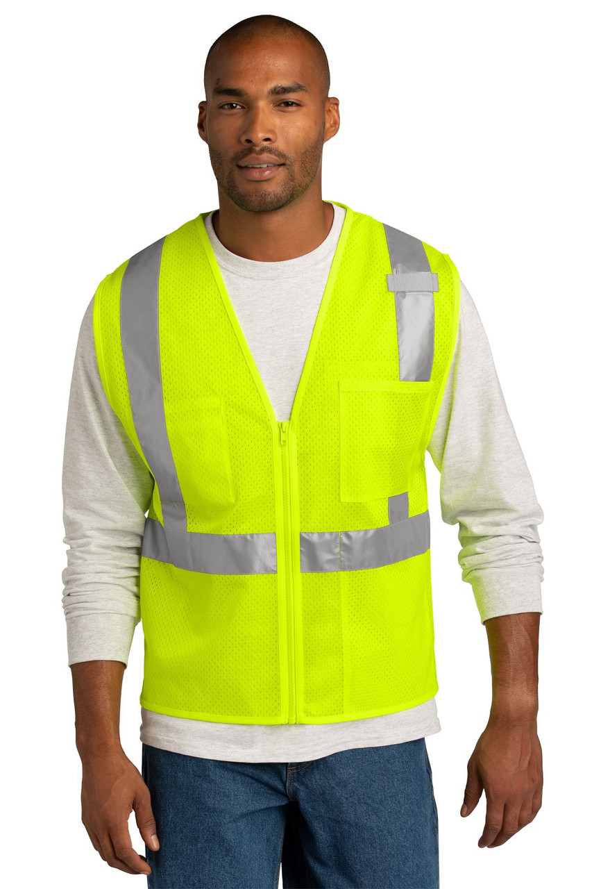 CornerStone ® ANSI 107 Class 2 Mesh Zippered Vest. CSV102 Safety Yellow