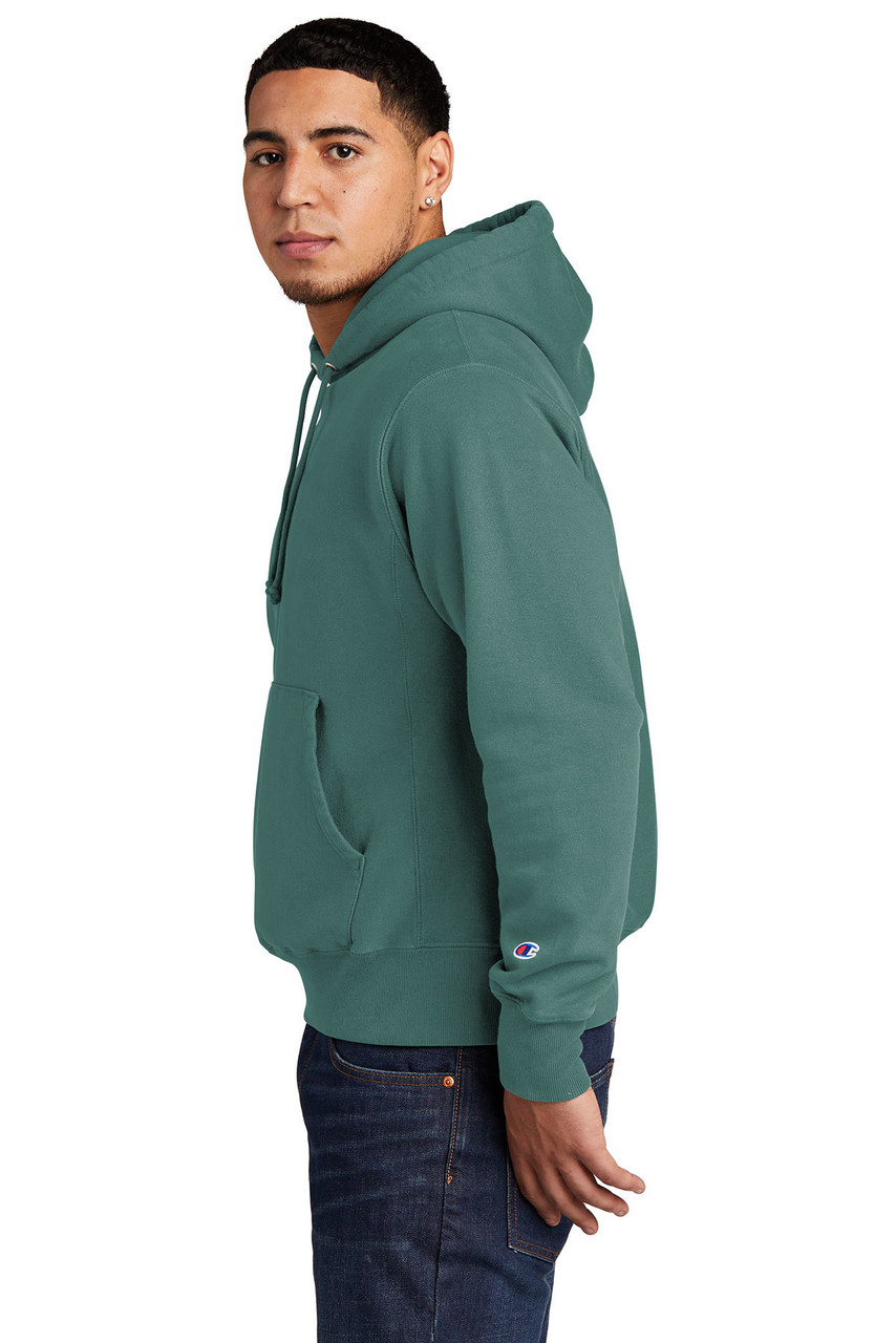 Champion ® Reverse Weave ® Garment-Dyed Hooded Sweatshirt. GDS101 Cactus Side
