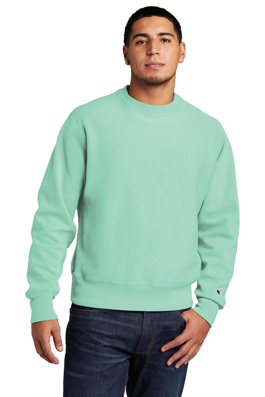 Champion ® Reverse Weave ® Garment-Dyed Crewneck Sweatshirt. GDS149 Pale Seafoam