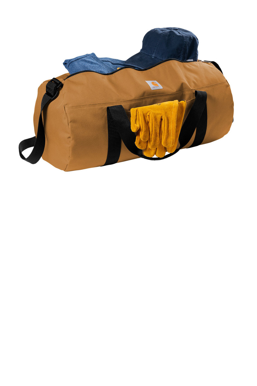 Carhartt®  Canvas Packable Duffel with Pouch. CT89105112 Carhartt Brown Open