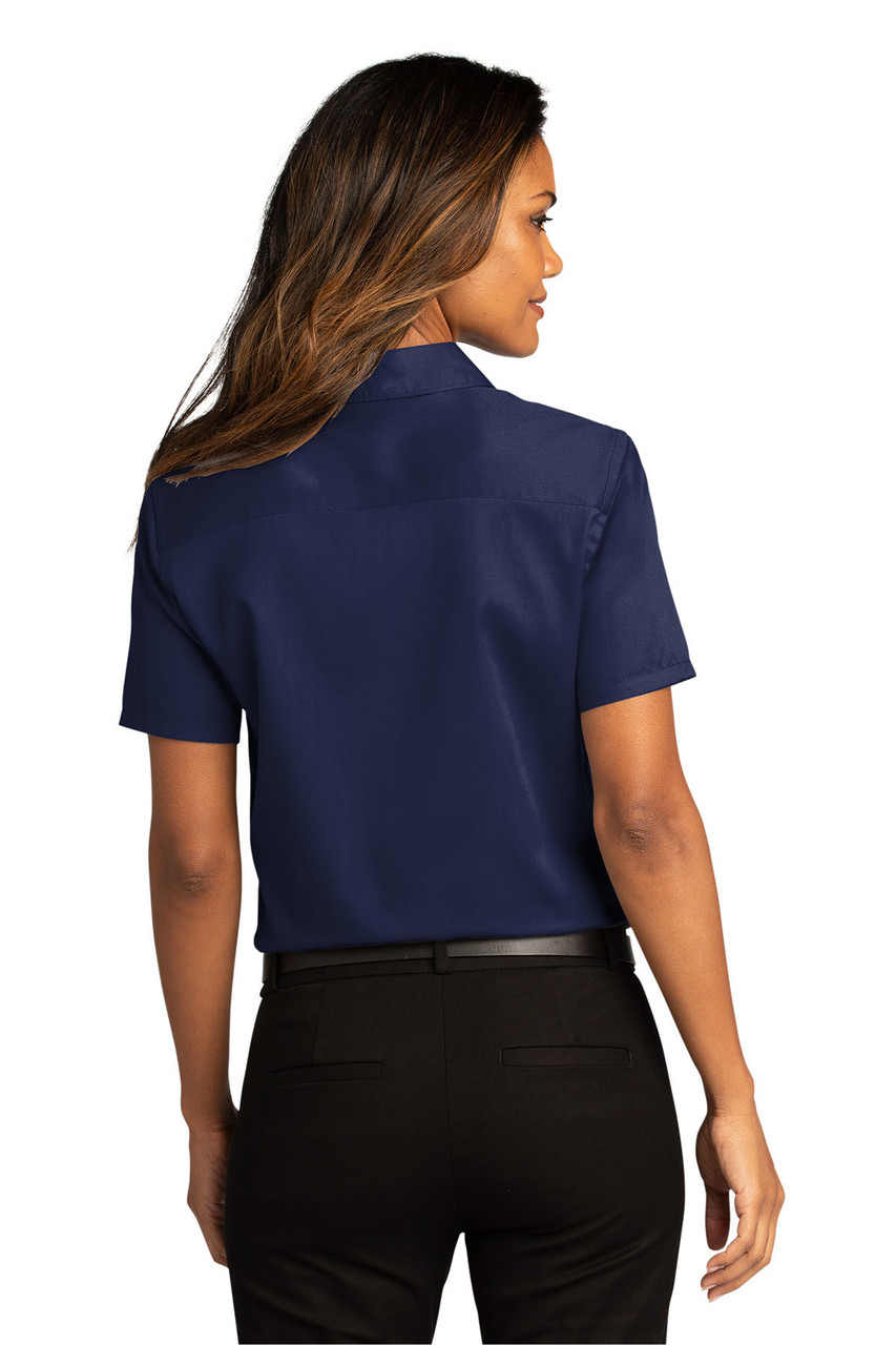 Port Authority® Ladies Short Sleeve SuperPro™React™Twill Shirt. LW809 True Navy  Back