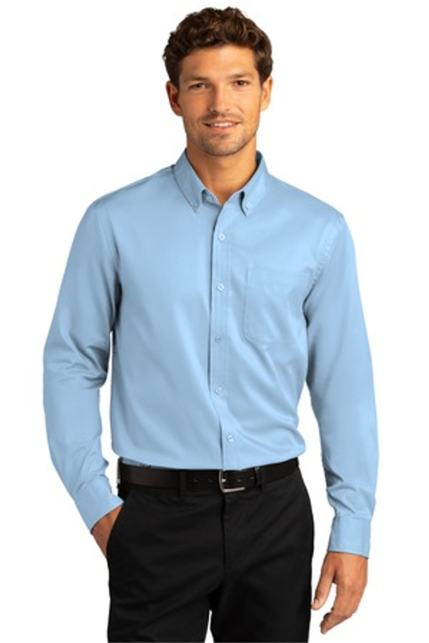 Port Authority® Long Sleeve SuperPro™ React™ Twill Shirt. W808 Cloud Blue