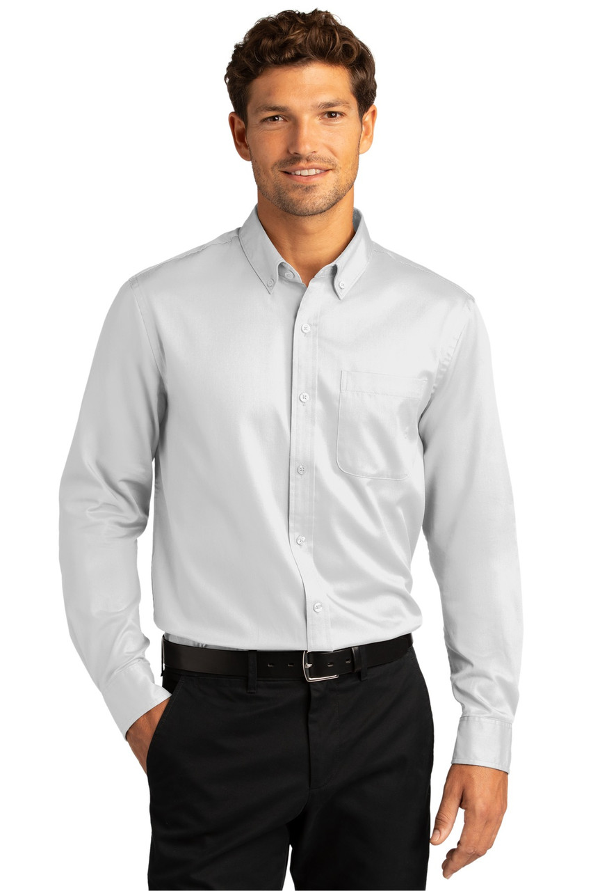 Port Authority® Long Sleeve SuperPro™ React™ Twill Shirt. W808 White
