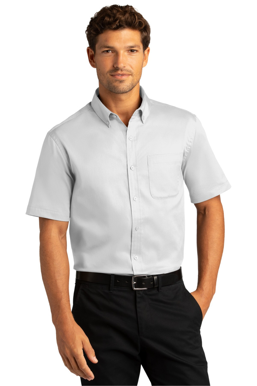 Port Authority® Short Sleeve SuperPro™ React™ Twill Shirt. W809 White