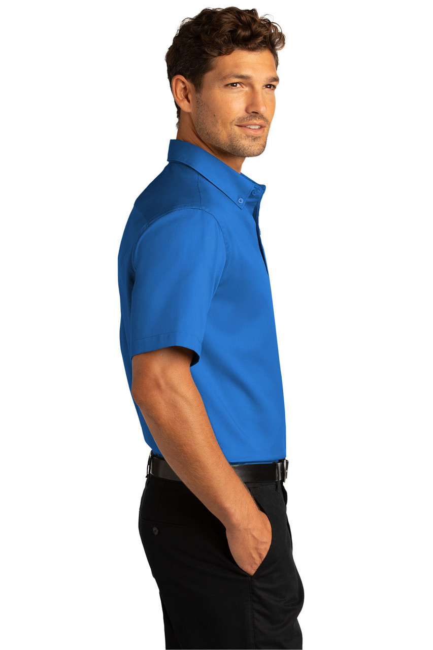 Port Authority® Short Sleeve SuperPro™ React™ Twill Shirt. W809 Strong Blue  Side