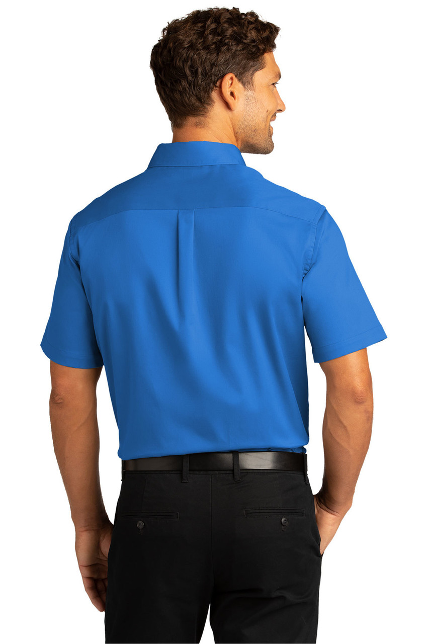 Port Authority® Short Sleeve SuperPro™ React™ Twill Shirt. W809 Strong Blue Back