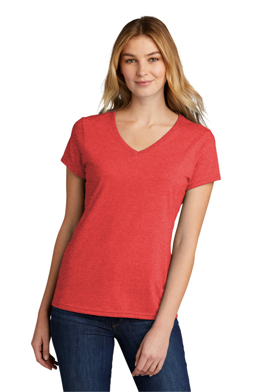 Port & Company ® Ladies Tri-Blend V-Neck Tee. LPC330V Bright Red Heather