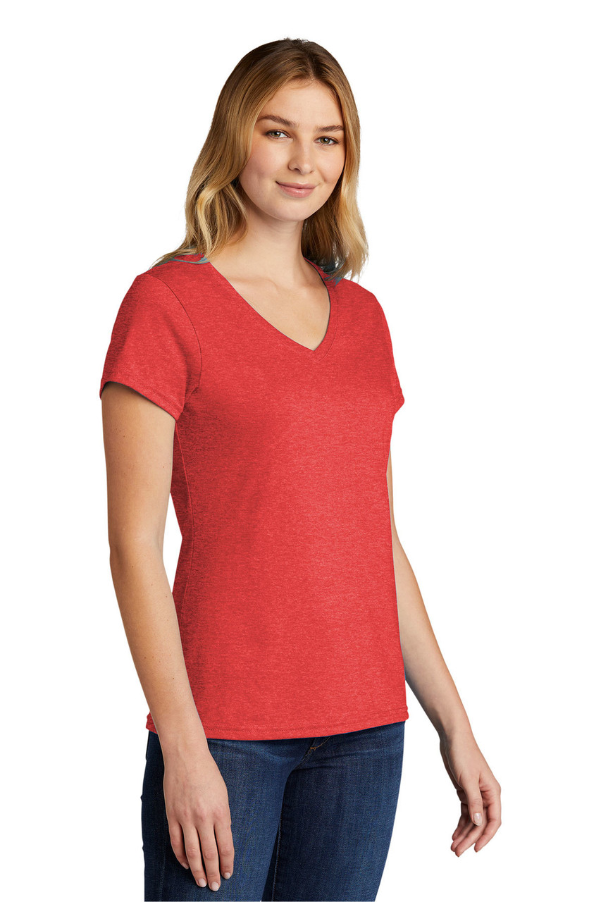 Port & Company ® Ladies Tri-Blend V-Neck Tee. LPC330V Bright Red Heather Alt