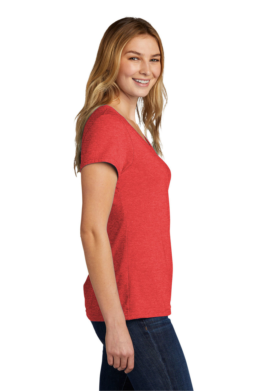 Port & Company ® Ladies Tri-Blend V-Neck Tee. LPC330V Bright Red Heather Side