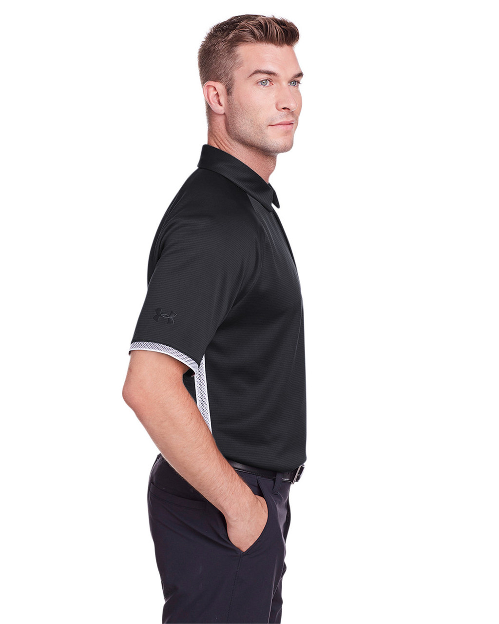 Under Armour Mens Corporate Rival Polo 1343102 Black_001 Side