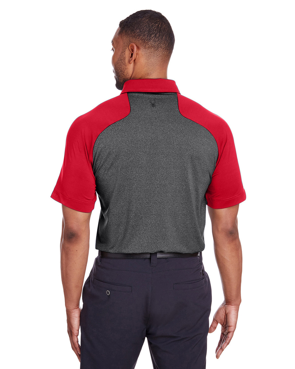 Spyder Men's Peak Polo S16533 BLACK HTHR/ RED Back