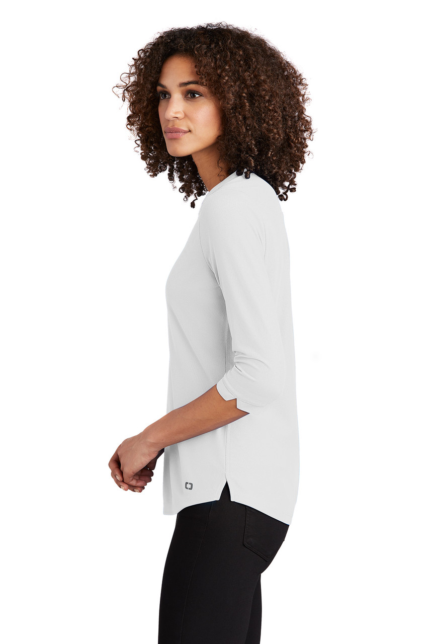 OGIO ® Ladies Jewel Henley LOG104 Bright White Side