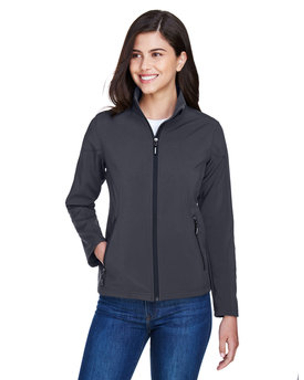 Core 365 Ladies' Cruise Two-Layer Fleece Bonded SoftShell Jacket 78184 Carbon