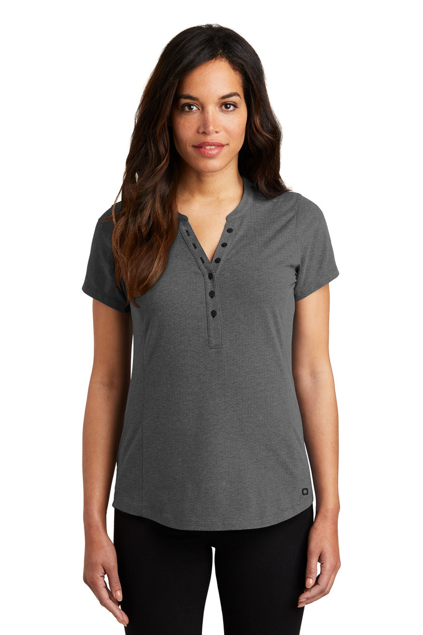 OGIO ® Ladies Tread Henley. LOG136 Blacktop Heather