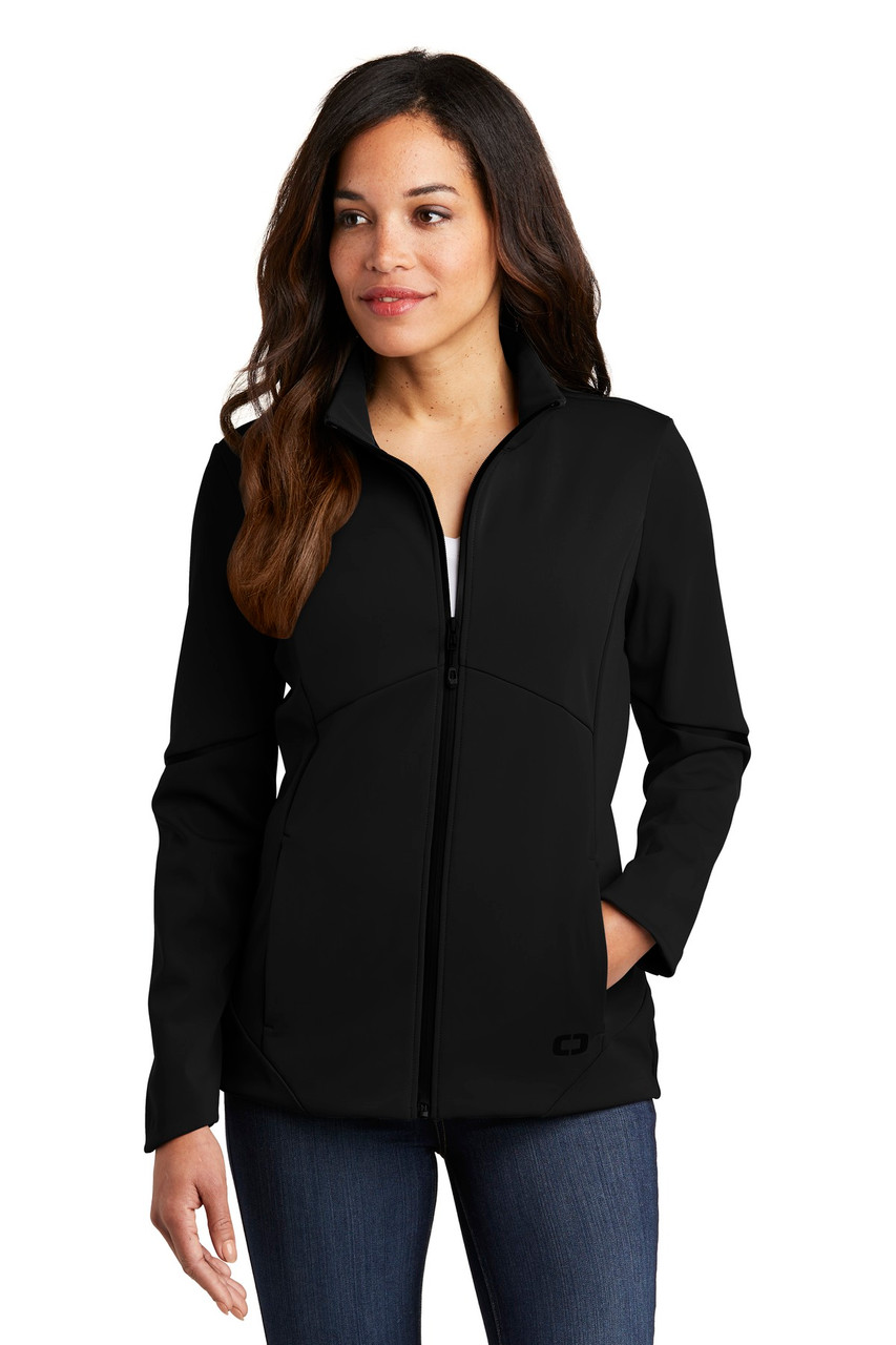 OGIO ® Ladies Exaction Soft Shell Jacket. LOG725 Blacktop