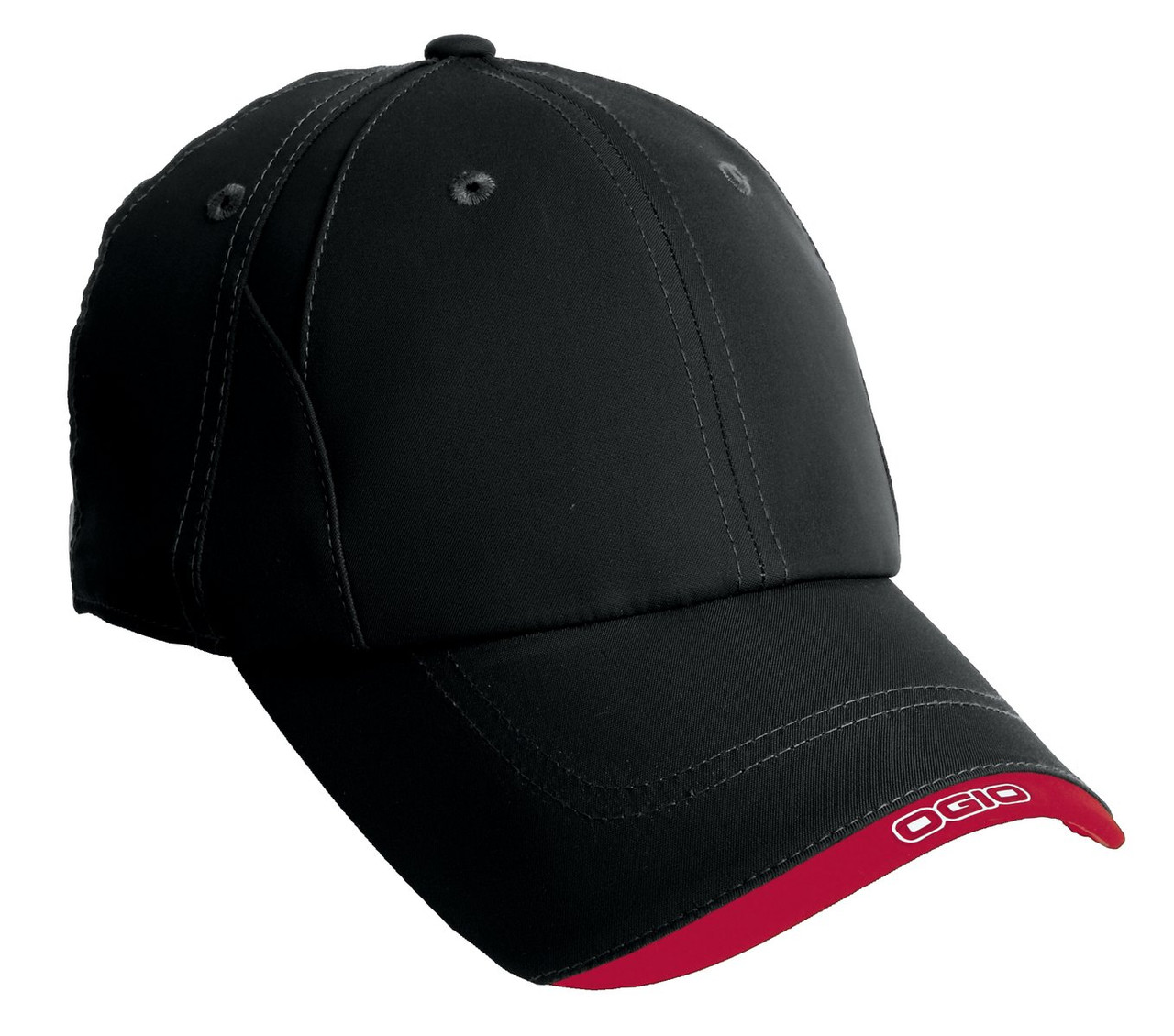 OGIO® - X-Over Cap. OG600 Blacktop/ Chili Red