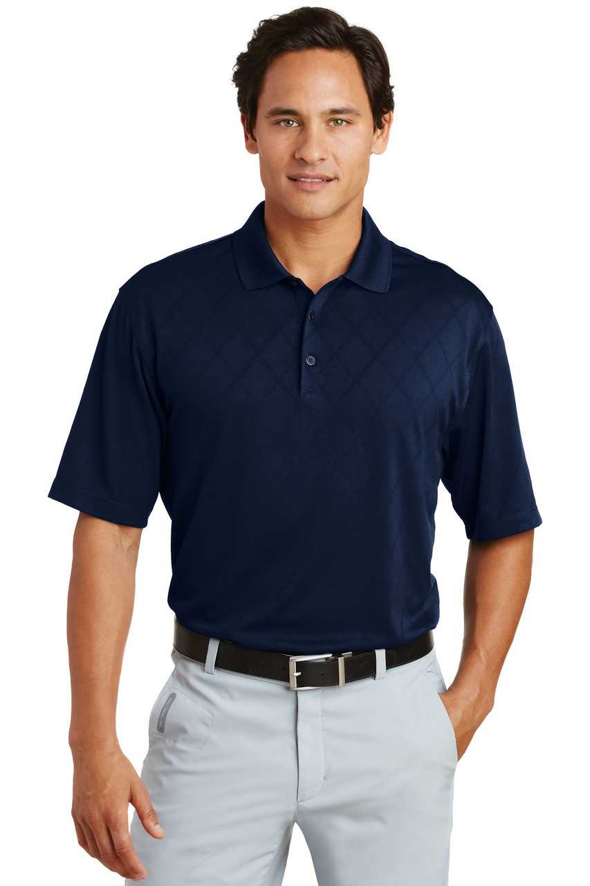 Nike Dri-FIT Cross-Over Texture Polo.  349899 Midnight Navy