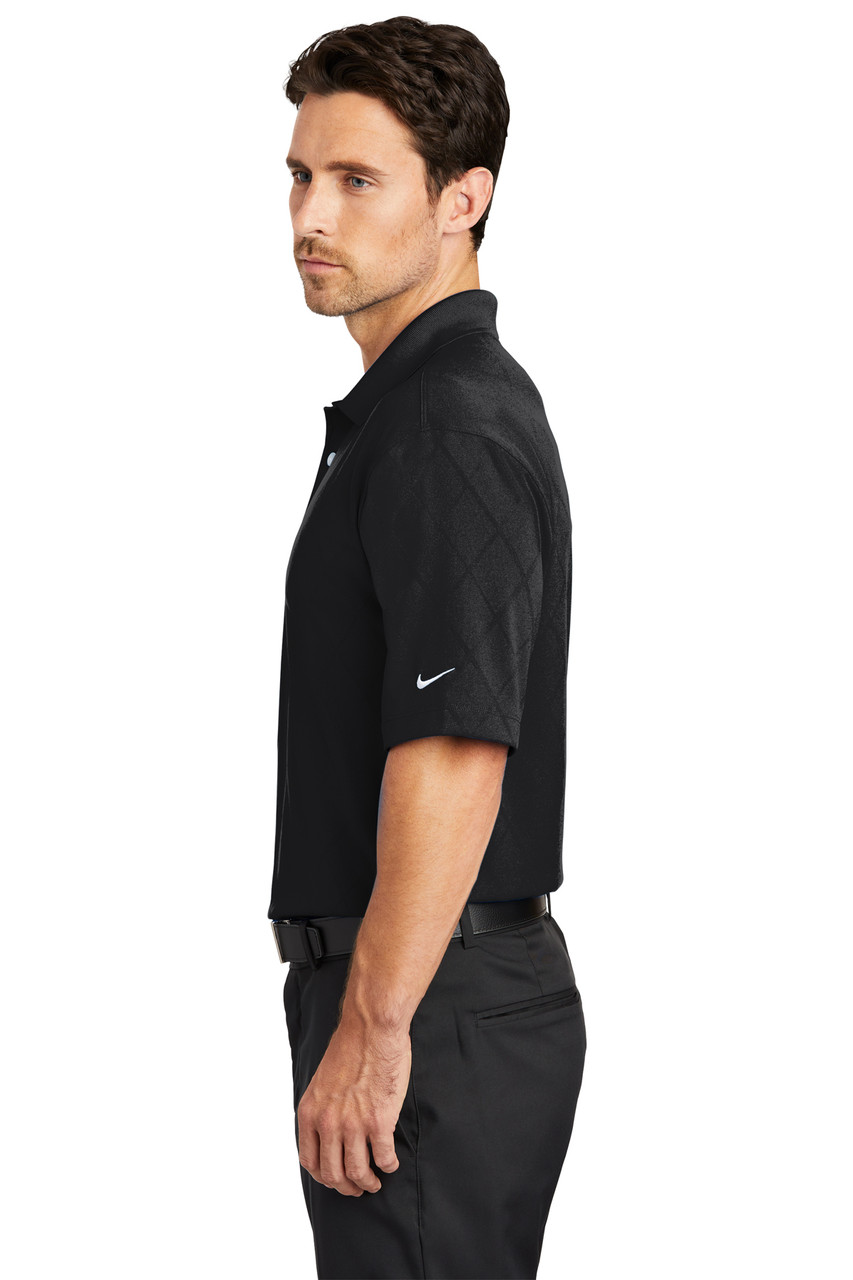 Nike Dri-FIT Cross-Over Texture Polo.  349899 Black Side
