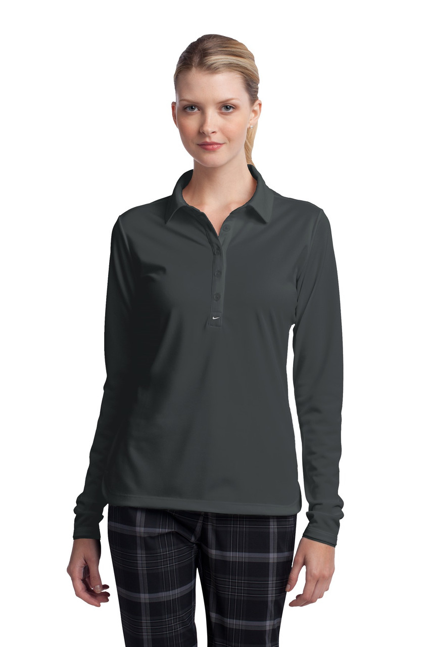 Nike Ladies Long Sleeve Dri-FIT Stretch Tech Polo. 545322 Anthracite