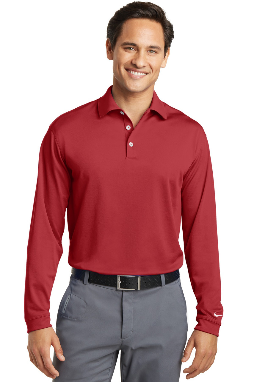 Nike Tall Long Sleeve Dri-FIT Stretch Tech Polo. 604940 Varsity Red