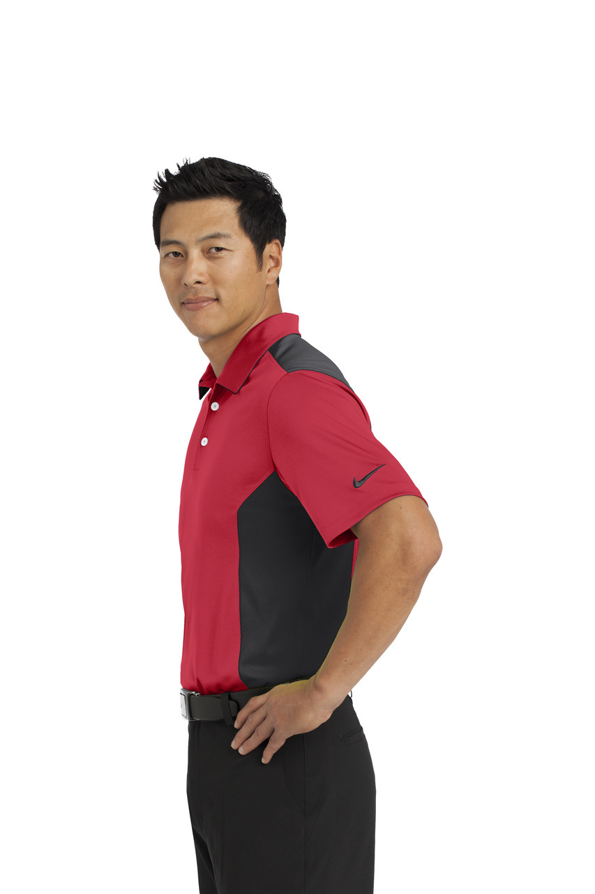 Nike Dri-FIT Engineered Mesh Polo. 632418 Gym Red/ Black Side