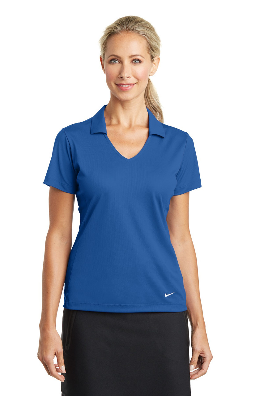 Nike Ladies Dri-FIT Vertical Mesh Polo. 637165 Gym Blue