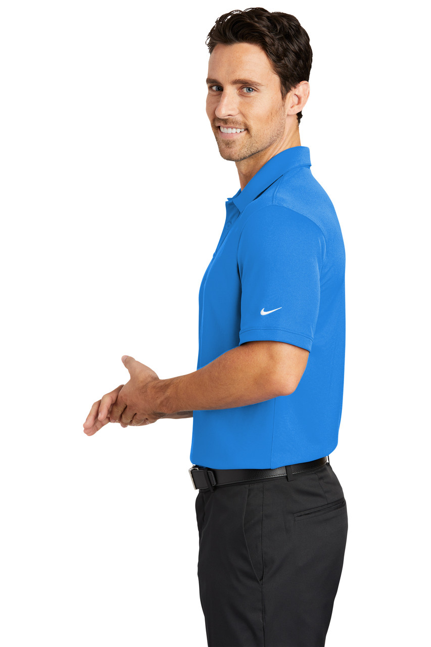 Nike Dri-FIT Solid Icon Pique Modern Fit Polo.  746099 Light Photo Blue Side