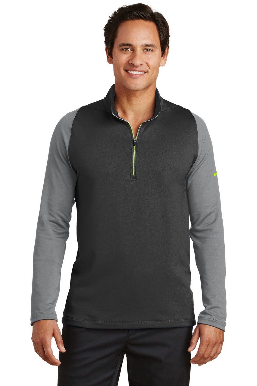 Nike Dri-FIT Stretch 1/2-Zip Cover-Up. 779795 Dark Grey/ Cool Grey/ Volt