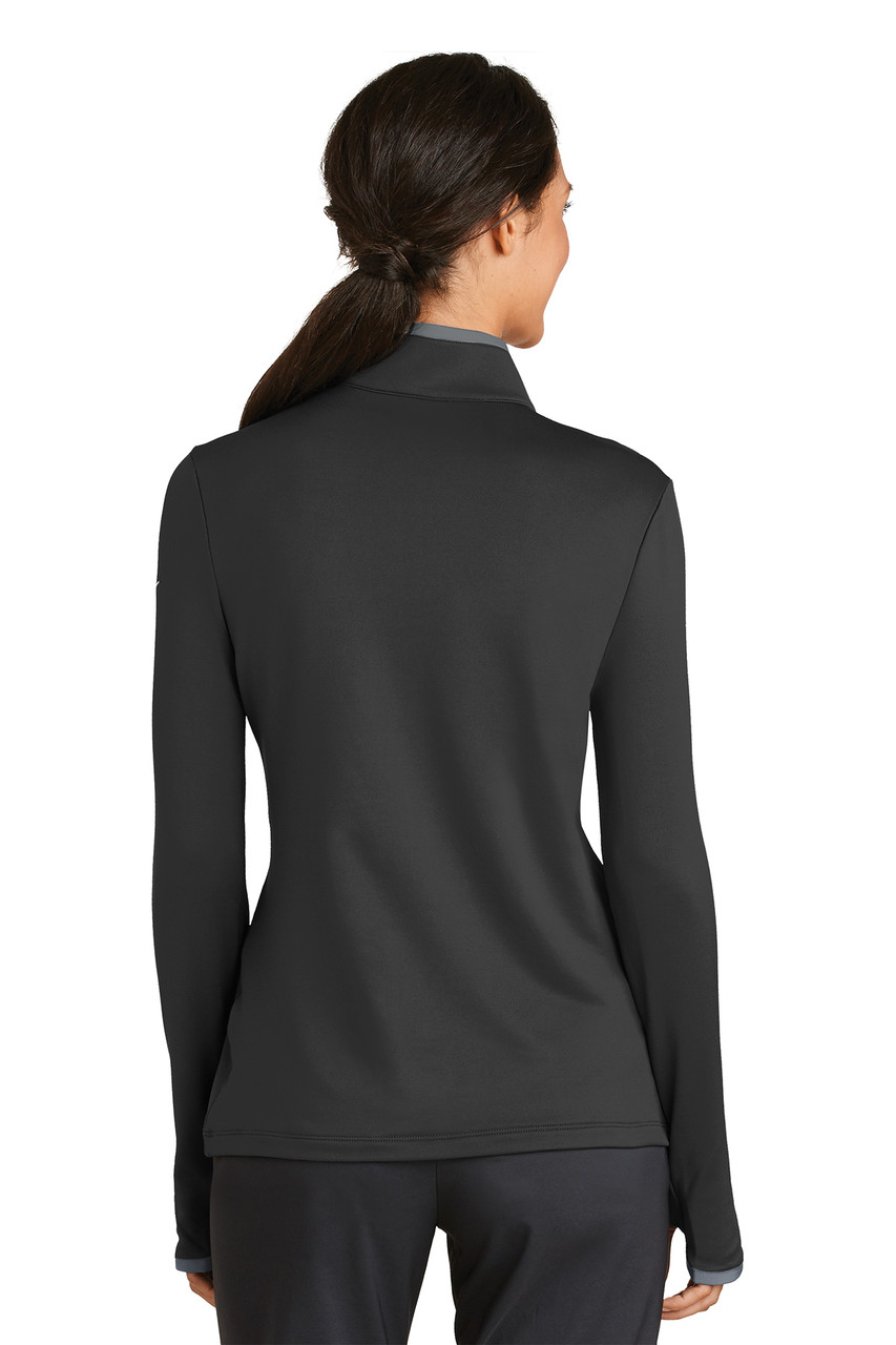 Nike Ladies Dri-FIT Stretch 1/2-Zip Cover-Up. 779796 Black/ Dark Grey Back