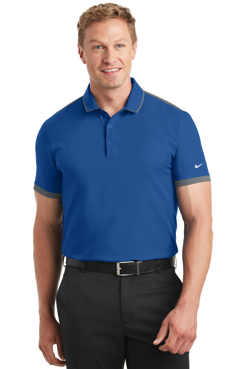 Nike Dri-FIT Stretch Woven Polo. 838958 Gym Blue/ Dark Grey