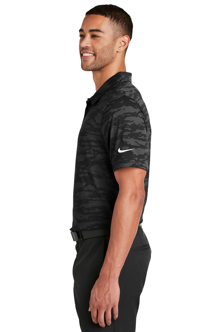 Nike Dri-FIT Waves Jacquard Polo. NKAA1852 Black Side