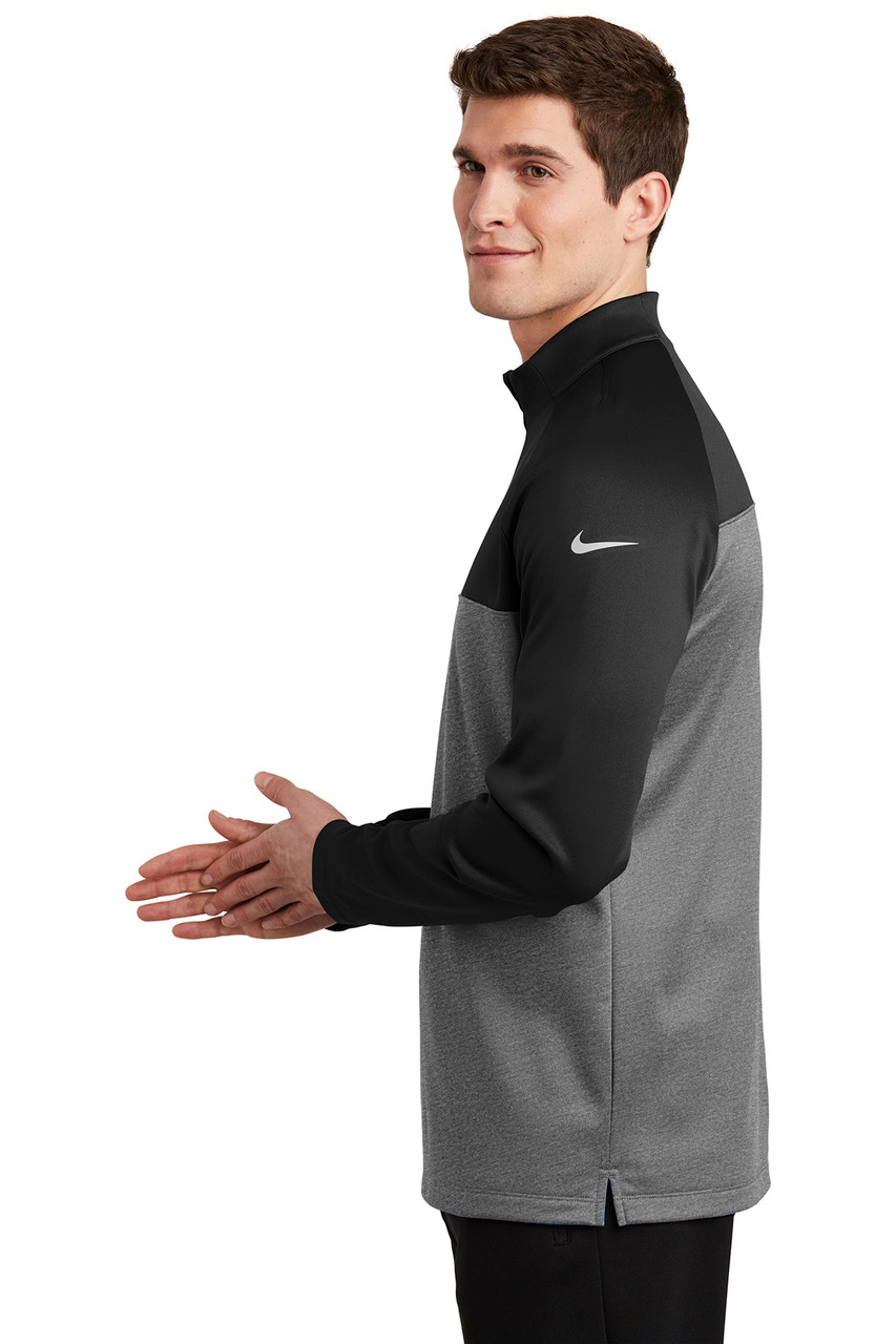 Nike Therma-FIT 1/2-Zip Fleece. NKAH6254 Black/ Dark Grey Heather Side