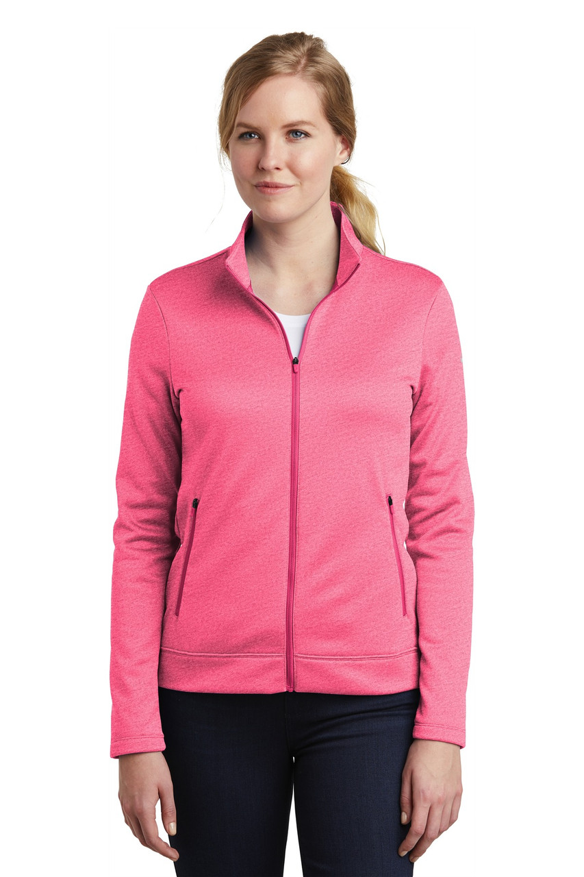 Nike Ladies Therma-FIT Full-Zip Fleece. NKAH6260 Vivid Pink Heather