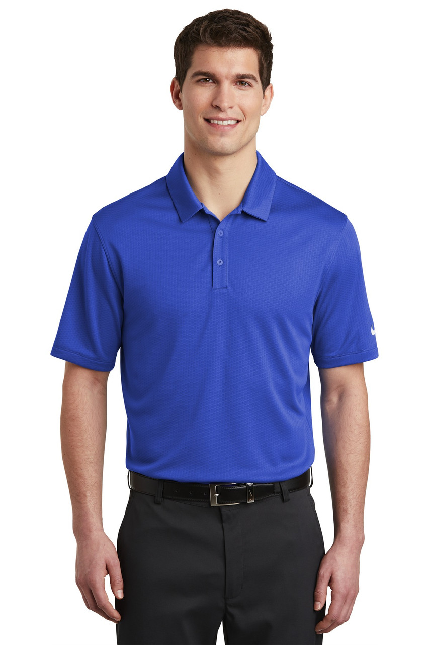 Nike Dri-FIT Hex Textured Polo. NKAH6266 Game Royal