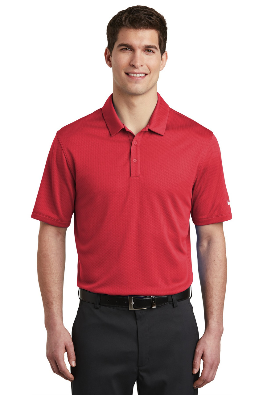 Nike Dri-FIT Hex Textured Polo. NKAH6266 Gym Red