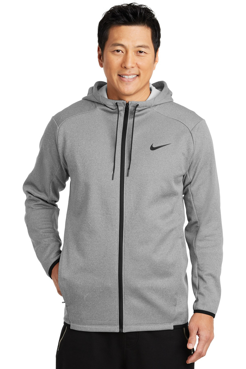 Nike Therma-FIT Textured Fleece Full-Zip Hoodie. NKAH6268 Grey