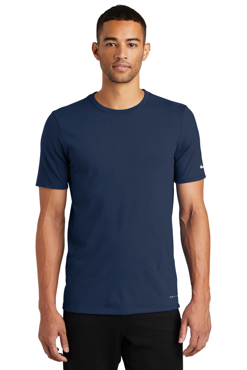 Nike Dri-FIT Cotton/Poly Tee. NKBQ5231 College Navy