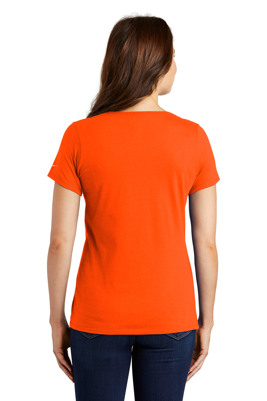 Nike Ladies Core Cotton Scoop Neck Tee. NKBQ5236 Brilliant Orange Back