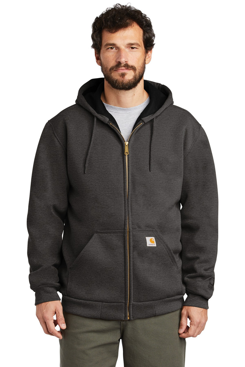 Carhartt ® Rain Defender ® Rutland Thermal-Lined Hooded Zip-Front Sweatshirt. CT100632 Carbon Heather