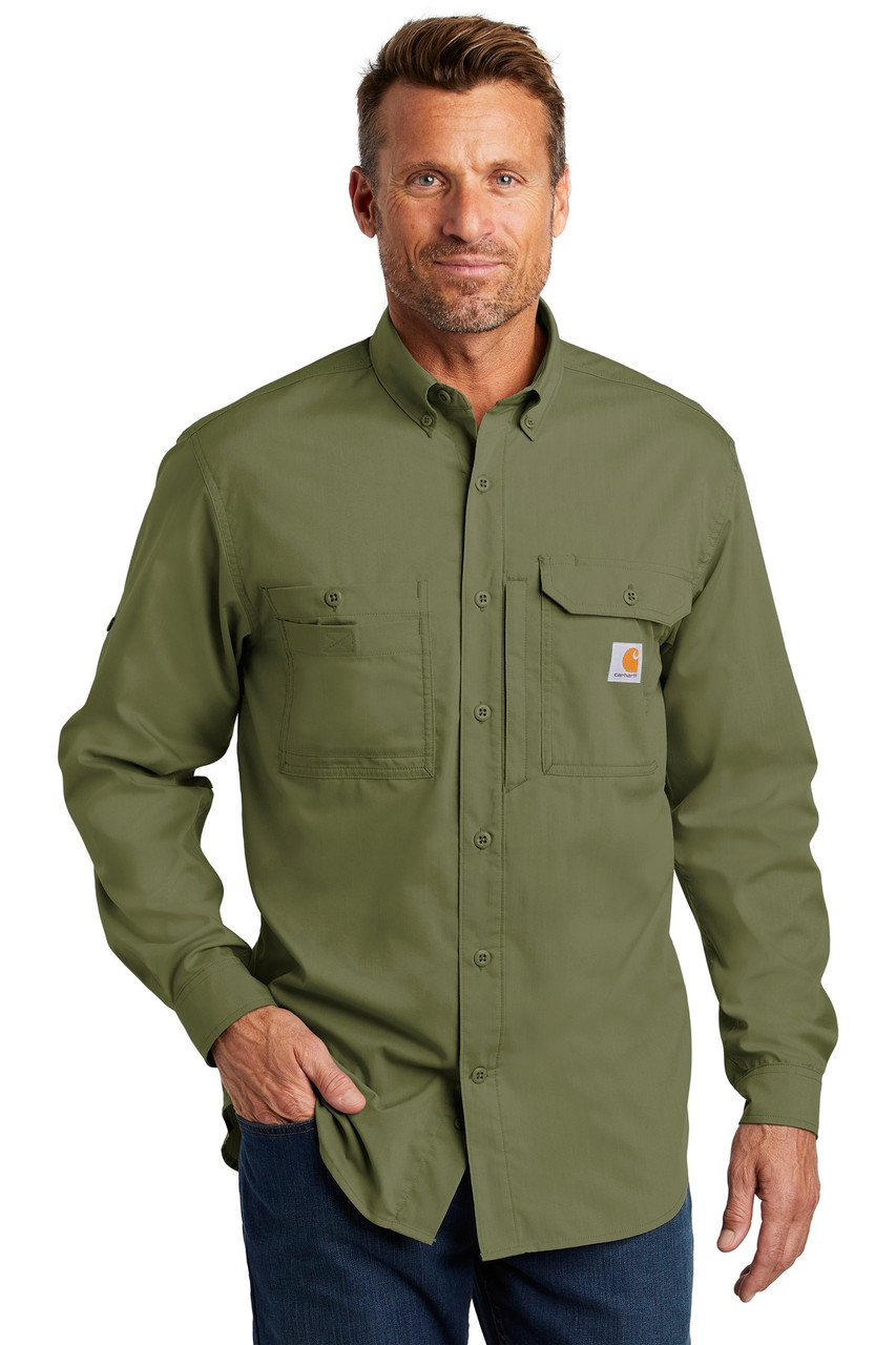 Carhartt Force ® Ridgefield Solid Long Sleeve Shirt. CT102418 Burnt Olive