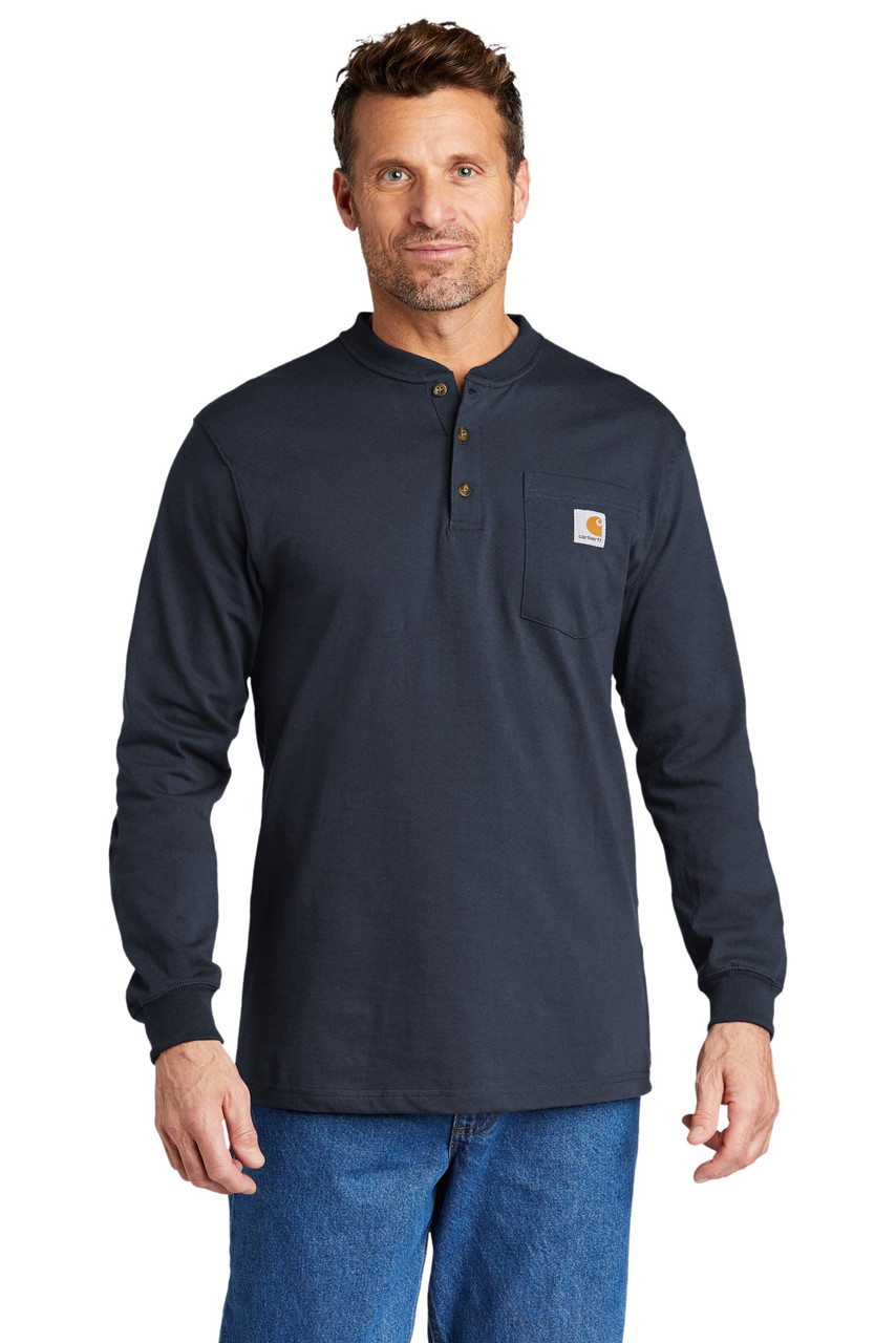 Carhartt® Long Sleeve Henley T-Shirt CTK128 Navy