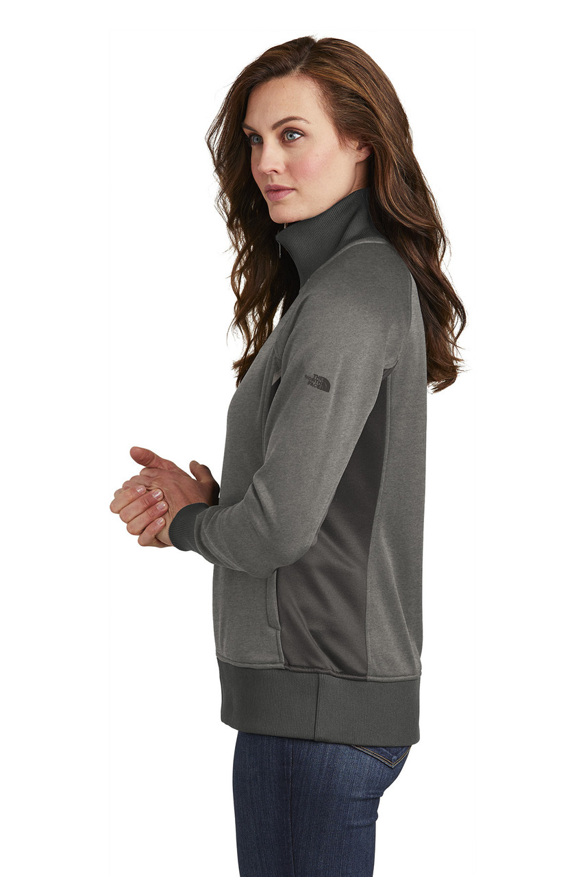 The North Face ® Ladies Tech Full-Zip Fleece Jacket. NF0A3SEV TNF Medium Grey Heather/ Asphalt  Side