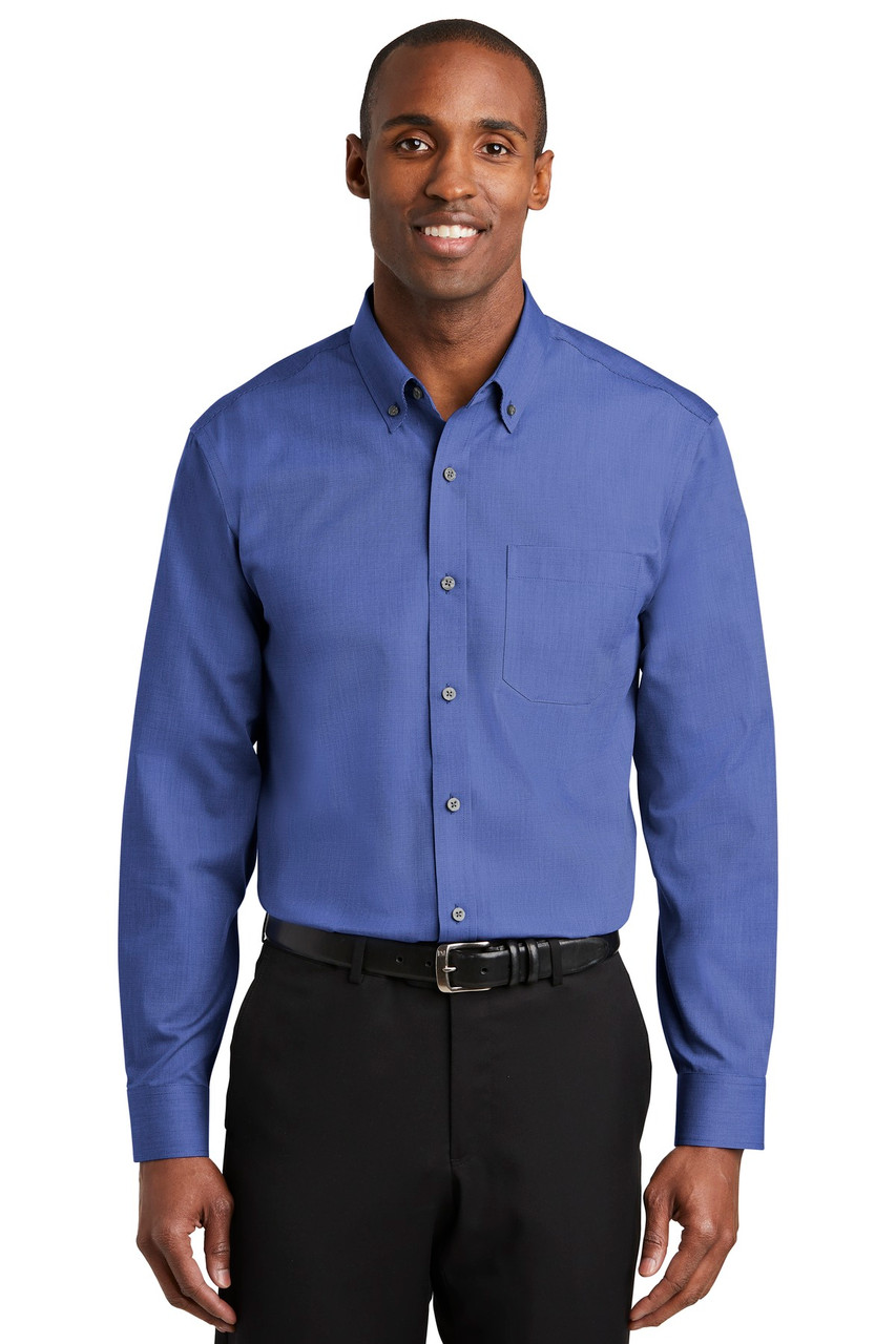 Red House®  Tall Nailhead Non-Iron Shirt. TLRH370 Mediterranean Blue