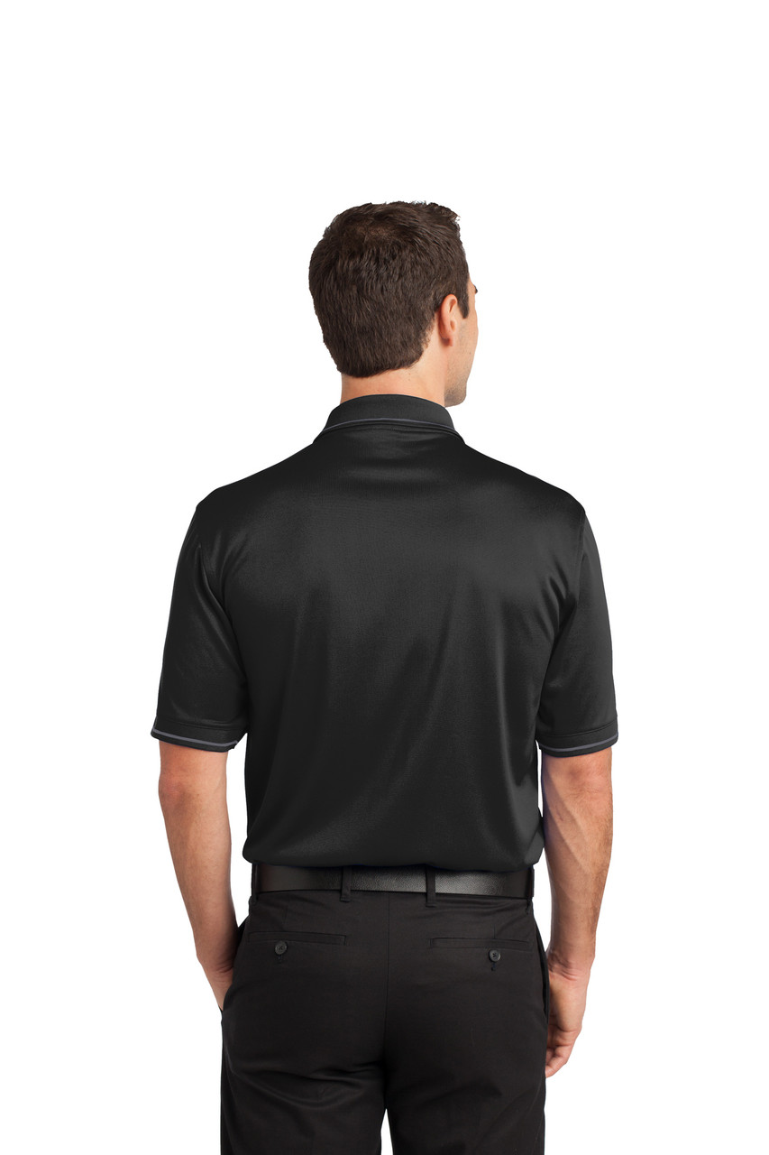 CornerStone® Select Snag-Proof Tipped Pocket Polo. CS415 Black/ Smoke Grey Back