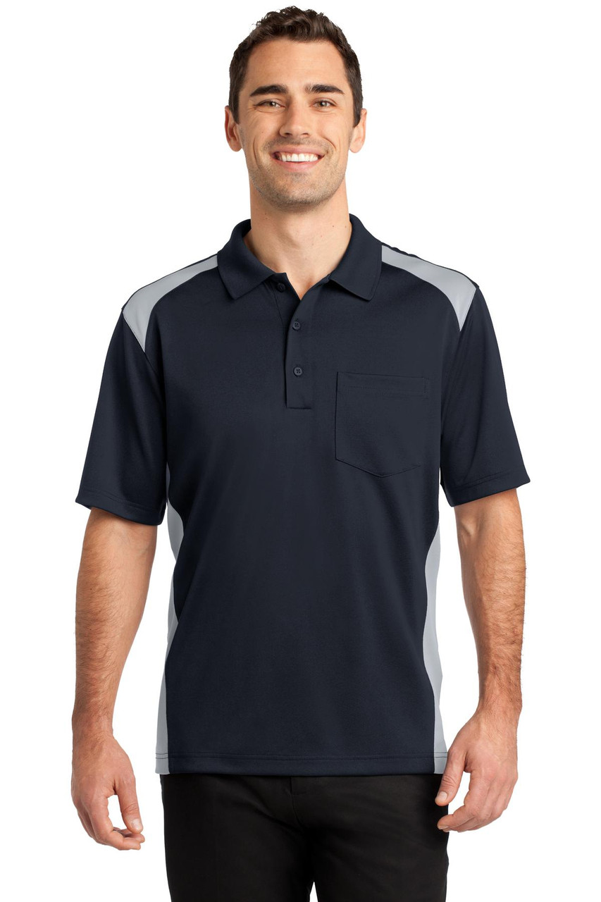 CornerStone® Select Snag-Proof Two Way Colorblock Pocket Polo. CS416 Dark Navy/ Light Grey CornerStone® Select Snag-Proof Two Way Colorblock Pocket Polo. CS416 Dark Navy/ Light Grey