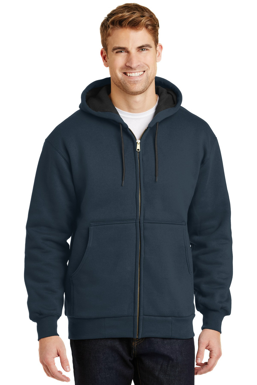 CornerStone® - Heavyweight Full-Zip Hooded Sweatshirt with Thermal Lining.  CS620 Navy