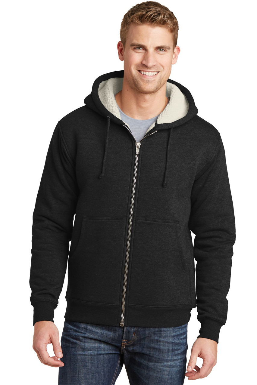 CornerStone® Heavyweight Sherpa-Lined Hooded Fleece Jacket. CS625 Black